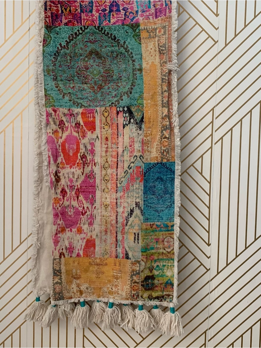 Bohemian Boho Table Runner rustic colorful Anthropologie pier one inspired 74x14 - Picture 8 of 10